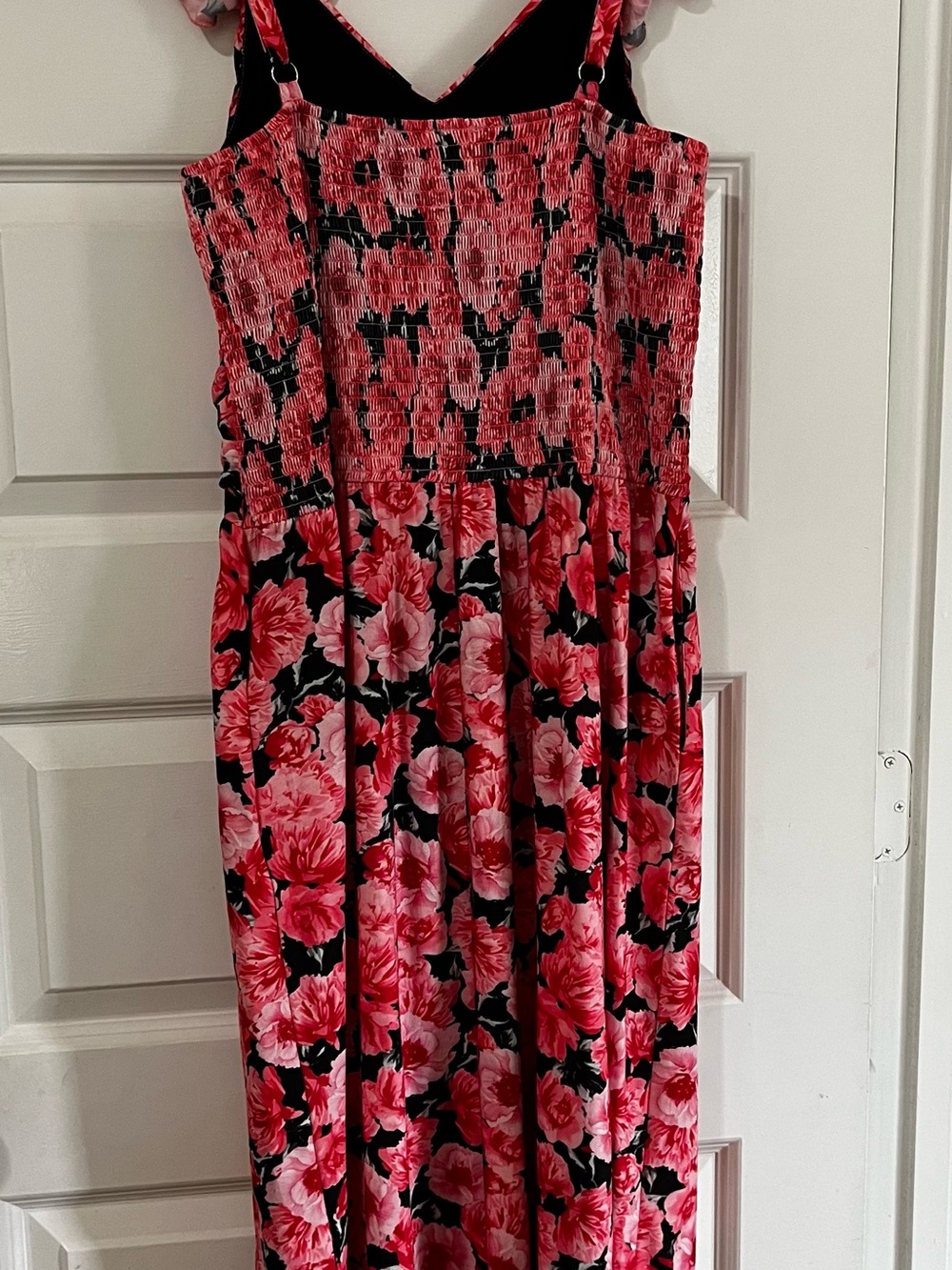 Grace Karin Coral Pink Floral V-Neck Midi Dress - Picture 9 of 13